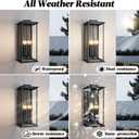Extra Large Black Outdoor Light Fixtures Wall Mount,Modern Outdoor Wall Lantern,Exterior Porch Garage Light, Outside Sconce for House,Entryway with Thick Glass Shades & E12 Base, 1, 23.7 Inches, No Sensor