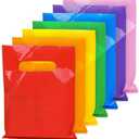 140 PCS 6" x 8" Colorful Gift Bags, 7 Bright Colors Party Favor Pouches, Reusable Plastic Goodie Bags with Handles, Small business essentials for Birthday, Christmas, Halloween, Holiday, Events