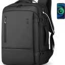 Travel Backpack for Men, Flight Approved Carry On Luggage Backpack with USB Port, Water Resistant Expandable Computer Daypack, 17.3 Inch Black Business Laptop Backpack for College/Work