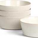 Stone Lain Claire 4-Piece Bowl Set Stoneware, Bowls, Dishwasher and Microwave Safe, Dish Set for 4, White