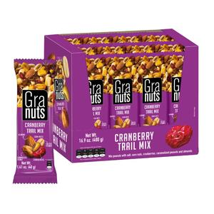 Granuts Cranberry Trail Mix | Caramelized Peanuts | Crunchy Corn Nuts + Almonds | Soft Cranberries | Salty + Sweet Flavors | On-the-Go Snack | 1.76 Oz (12 Inner Packs) (EXP 02/11/27)
