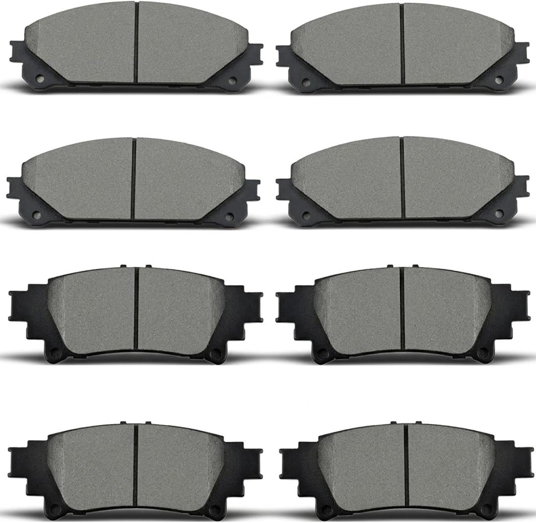 Front Rear Ceramic Brake Pads Replacement for 2010-2015 for Lexus RX350,2010-2015 for Lexus RX450h,2014-2019 for Toyota Highlander,2011-2019 for Toyota Sienna