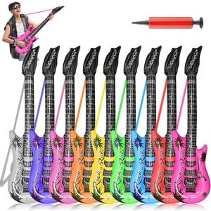 Inflatable Guitar with Strap, 9 Colors 35 Inch Rock Star Guitar Set for 80s 90s Themed Carnival Party, Adults Childrens Birthday Party, Wedding and Photo Booth Props
