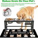SHAINFUN Metal Elevated Dog Bowls Stand for Large Dogs with Mat & Three 58oz Food Water Bowls, Adjustable Height Raised Dog Bowl Stand