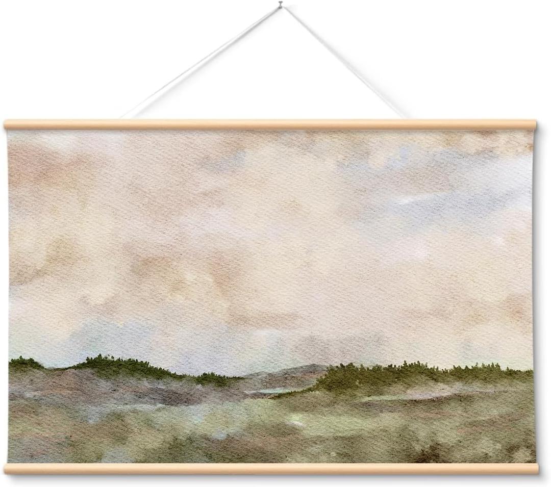 VIYYIEA Extra Large Canvas Wall Art, 36x54 Inch Minimalist Landscape Painting, Neutral Abstract Nature Wall Decor for Living Room or Bedroom, Above Sofa