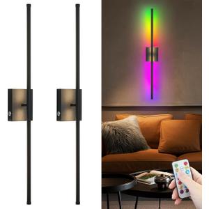 Wireless Sconces Set Of 2,10000 mAh Large Capacity Battery Wall Sconce Up To 70 Hours Use Time,360 Rotation RGB Multiple Colors,Rechargeable Wall Sconce With Remote,Perfect Sconces Wall Decor (Black)