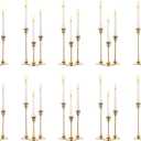 Nuptio Candlestick Candle Holders 30 Pcs Candle Stick Holder Gold Taper Candle Holder Candle Stand for Wedding Party Thanksgiving Halloween Birthday Mantel Baby Shower Table Centerpieces Decor