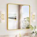 TokeShimi 30 x 30 Gold Bathroom Mirror, Gold Vanity Mirror for Bathroom with Tempered Glass, Rectangle Bathroom Wall Mirror with Aluminum Frame(Horizontal/Vertical)