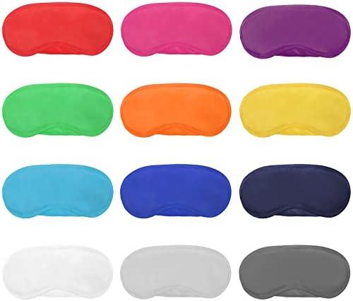 11 Pieces Multicolor Eye Mask Cover Lightweight Blindfold Sleep Mask with Nose Pad and Elastic Straps for Kids Women Men