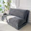 MAXYOYO Folding Sofa Bed, Extra Thick and Long Floor Sofa Convertible Sleeper Chair with Washable Cover, Floor Couch Lounge Bean Bag Bed for Living Room, Dark Grey, 39x95 Inch
