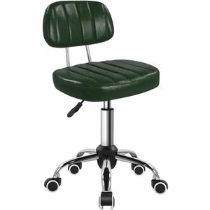 BFTOU Square Swivel Stool with Wheel for Work SPA Shop Massage Height-Adjustable and Cost-Effective Rolling Stool Chair with Back (Green)