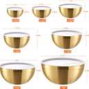 Gold Mixing Bowls with Airtight Lids, Stainless Steel Nesting Mixing Bowls Set of 7, Ideal for Baking, Prepping and Serving Food, Size 7, 3.6, 2.7, 2.1, 1.5, 1.1,0.8 QT, Stackable Design