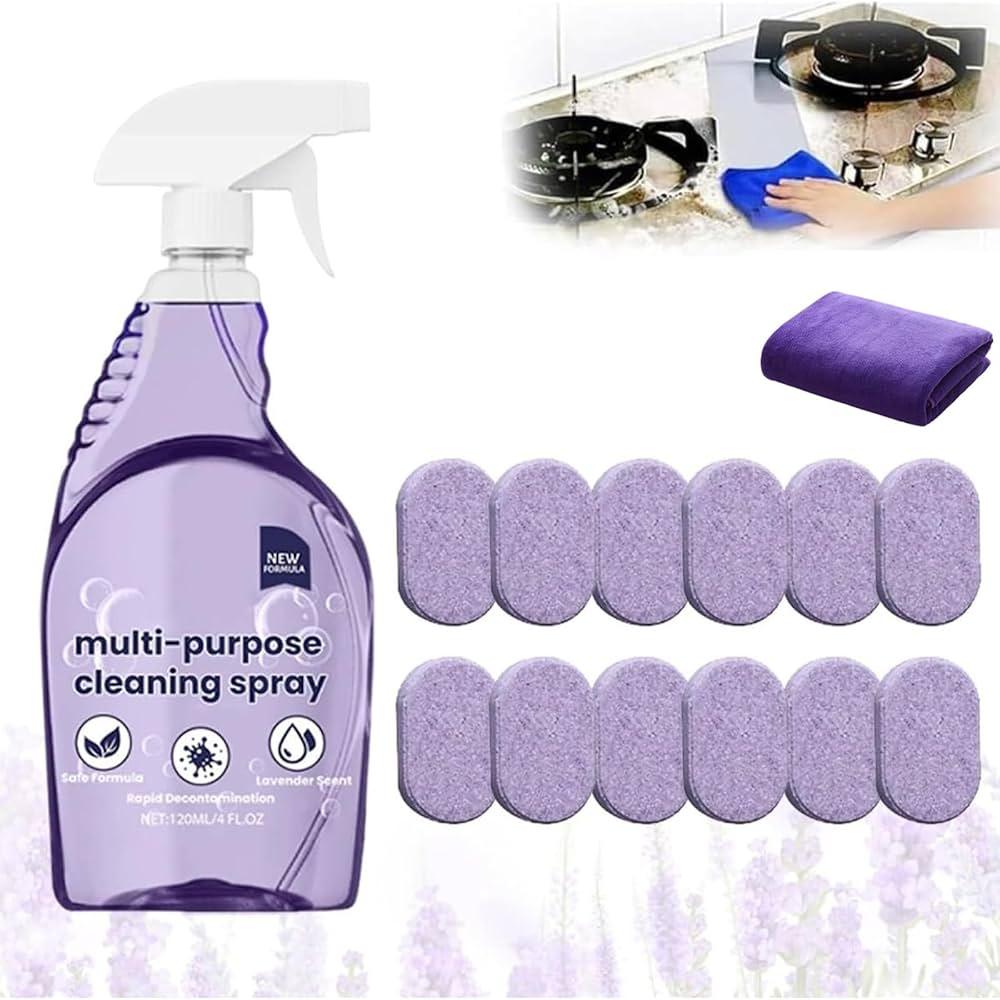 Clean Spray Cleaner for Ovens, Spray Oven Cleaner, Multi-Surface Cleaners with Concentrated Cleaning Tablets, Multi Purpose Cleaning for Ovens, for Kitchen,Bathroom (1 Bottle+11 Pcs)
