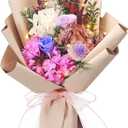 Preserved Flowers Bouquet Graduation Flowers Bouquet Gift Forever Natural Real Roses Gifts for Teacher Student Birthday Anniversary Wedding Home Decor(Brown,Classic)