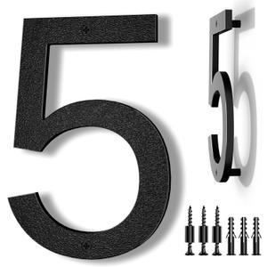 8 Inch Large Floating House Numbers, Black Modern House Number for Outside, Home Address Numbers for Outdoor Garage Gate Wall Street (5)