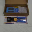 Rj45 Crimping Tool for Cat6 Cat5e Cat5, Sturdy Crimper for rj45 rj12/11 Pass-Through Connectors with 50pcs RJ45 Cat5e Pass-Through Connectors, 50pcs Covers, Wire Stripper; Network Cable Tester