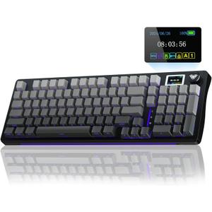 AULA S98 Pro Wireless Mechanical Keyboard with Screen & Knob,2.4GHz/USB-C/BT5.0 Hot Swappable Creamy Keyboard,Pre-lubed Linear Switches,Side Printed PBT Keycaps,RGB Backlit Gaming Keyboards