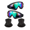 Motorcycle Goggles,2 Pack Dirt Bike ATV Motocross Riding Hiking Protective with 2 Pack Neck Breathable Bandana Mask And Bag