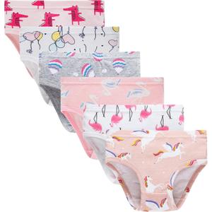 Slenily Little Girls' Soft Cotton Underwear Kids Cool Breathable Comfort Panty Briefs Toddler Undies (Pack of 6)