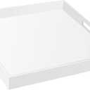 2222 Inches Oversize Extra Large Sturdy Glossy White Acrylic Serving Tray King Size Decorative Big Ottoman Trays with Cut Out Handles Water Proof Bed Tray Coffee Counter Top Organizer