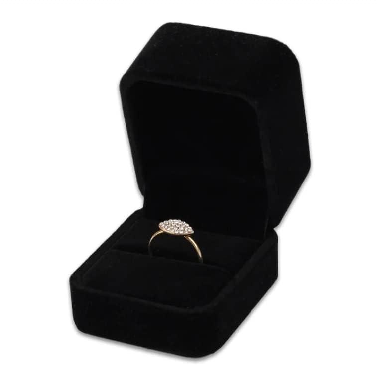 Black Velvet Ring Box Luxury Soft Velvet Jewelry Gift Box for Engagement, Wedding, Proposal & Storage (2.5 Square)