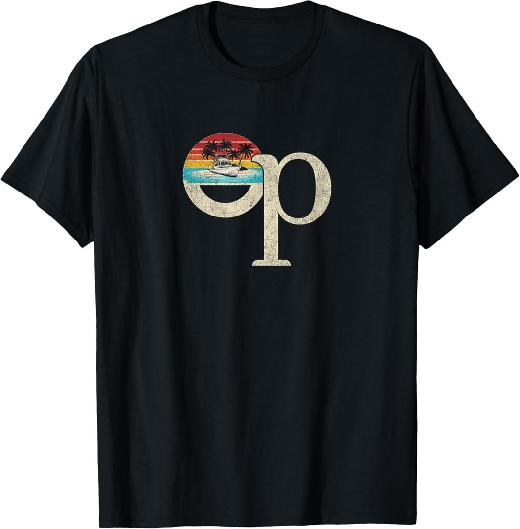 Op Ocean Vintage Pacific Ocean Beach Sun Palm Trees Retro T-Shirt, Black 2XL
