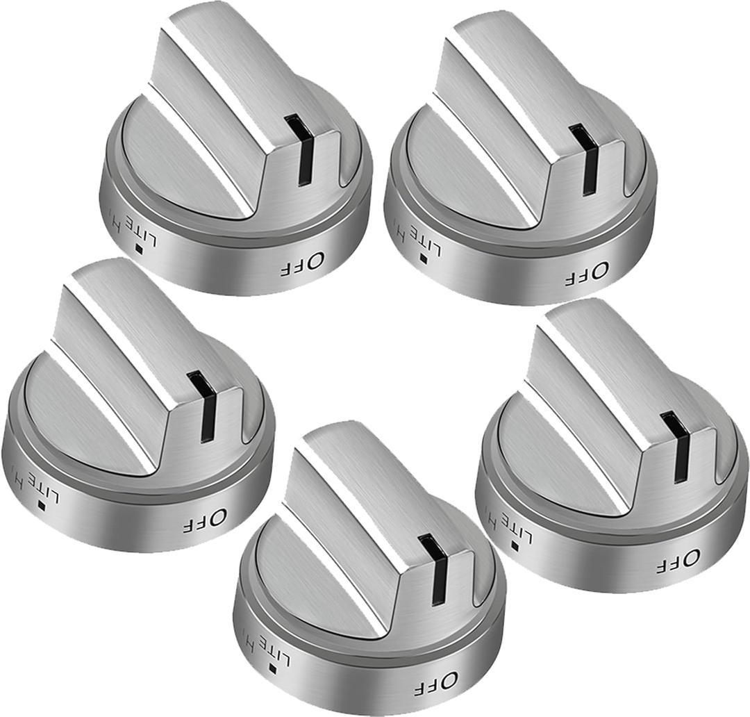 WB03X24818 Gas Stove Knob Replacement for G-E Cooktop - Stainless Steel G-E Profile Stove Knobs Fit JGB645EEK1ES JGB660EEJ1ES JGB700EEJ1ES JGB700SEJ1SS | 5 Pack