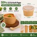50 Pack 32 OZ Disposable Kraft Paper Bowls with Lids, Special Leakproof Disposable Soup Serving Bowls Bulk Party Supplies for Salad, Hot/Cold Food, Meal Prep, Ice Cream, Takeout & Leftovers