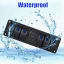 6 Gang Waterproof Rocker Switch Panel with PD Type C and QC 3.0 USB Charger, Voltmeter, for Cars,Trucks,Boats,and RVs (12V-24V)