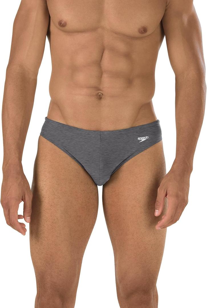 Speedo Men's Swimsuit Brief PowerFlex Eco Solar (32, Heather Grey)