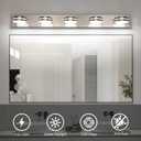 Brushed Nickel Bathroom Light Fixtures Over Mirror, 5-Light Bathroom Vanity Light, LED Dimmable Bath Lights, Modern Dimmable Vanity Lighting with Rotating Lamp Head, 5500K, 5-Light,40lnch