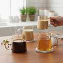 Set of 4 Amber Glass Coffee Mugs, 10 Ounces Glass Mugs, Tea Cup, Drinking Glasses