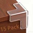 Transparent Corner Protectors - Baby Safety Edge Guards for Furniture, Clear Sharp Corner Covers for Dining Table Baby Proofing (15 Pack T-Shaped)