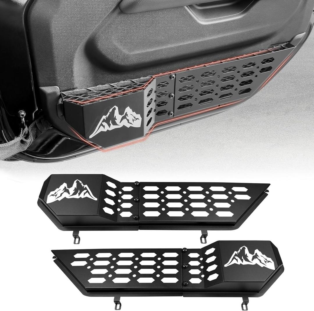 Metal Front Door Storage Box Pockets Fit for 2018-2025 Jeep Wrangler JL JLU 4XE/Gladiator JT 2/4 Door Insert Bags Molle Panel Organizer for Jeep JL&JT Interior Accessories 2PCS(Front, For JL/JT)