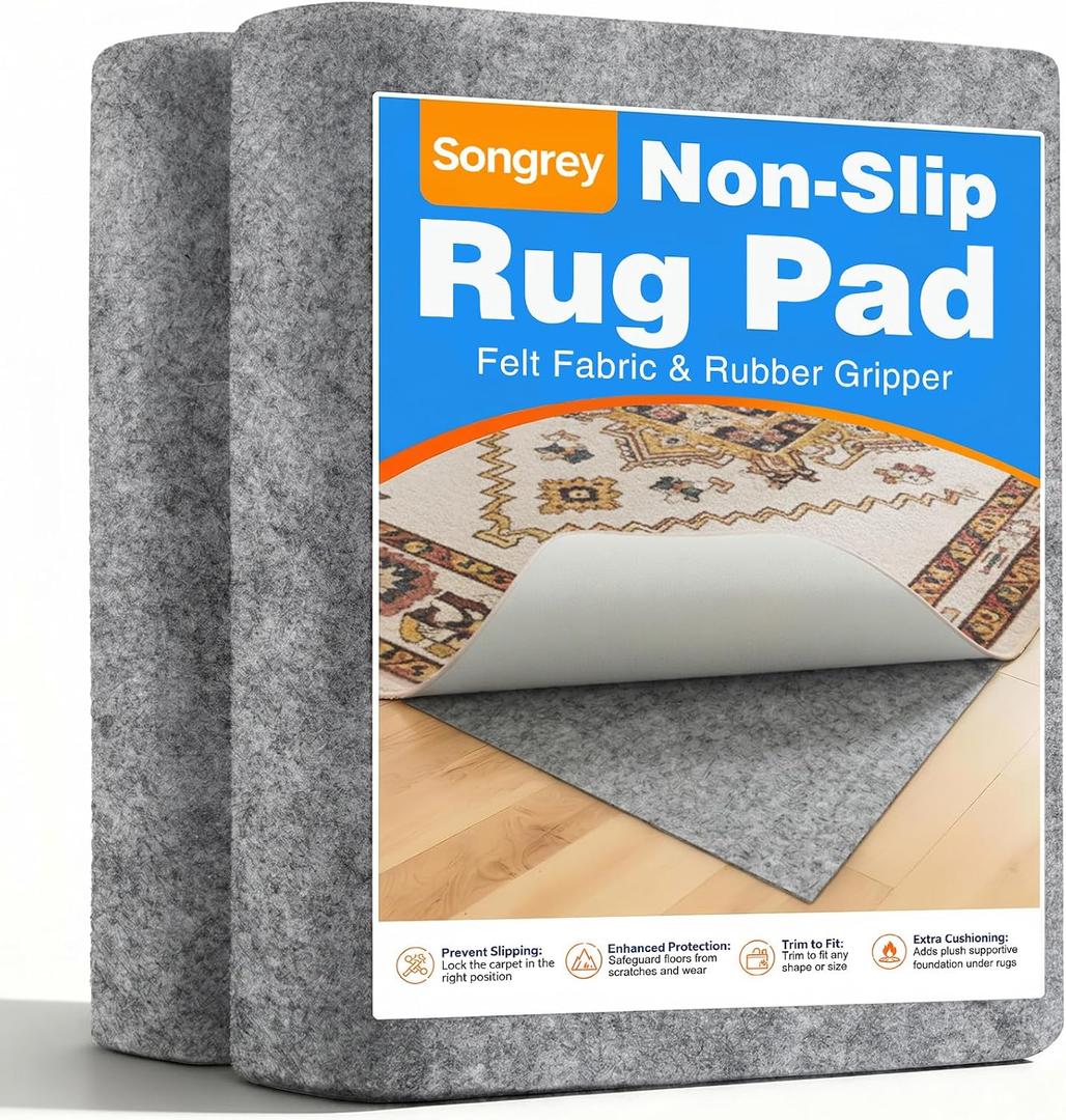 RUGPADUSA - Basics - 8'x10' - 1/4" Thick - 100% Felt - Protective Cushioning Rug Pad - Safe for All Floors and Finishes Including Hardwoods  