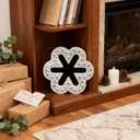 Rustic Flower Outline Wooden Decor Sign with Beaded Design, Farmhouse Freestanding White Floral Shaped Home Family Table Decorations, Wedding Valentines Day Decor Mother's Day Gift