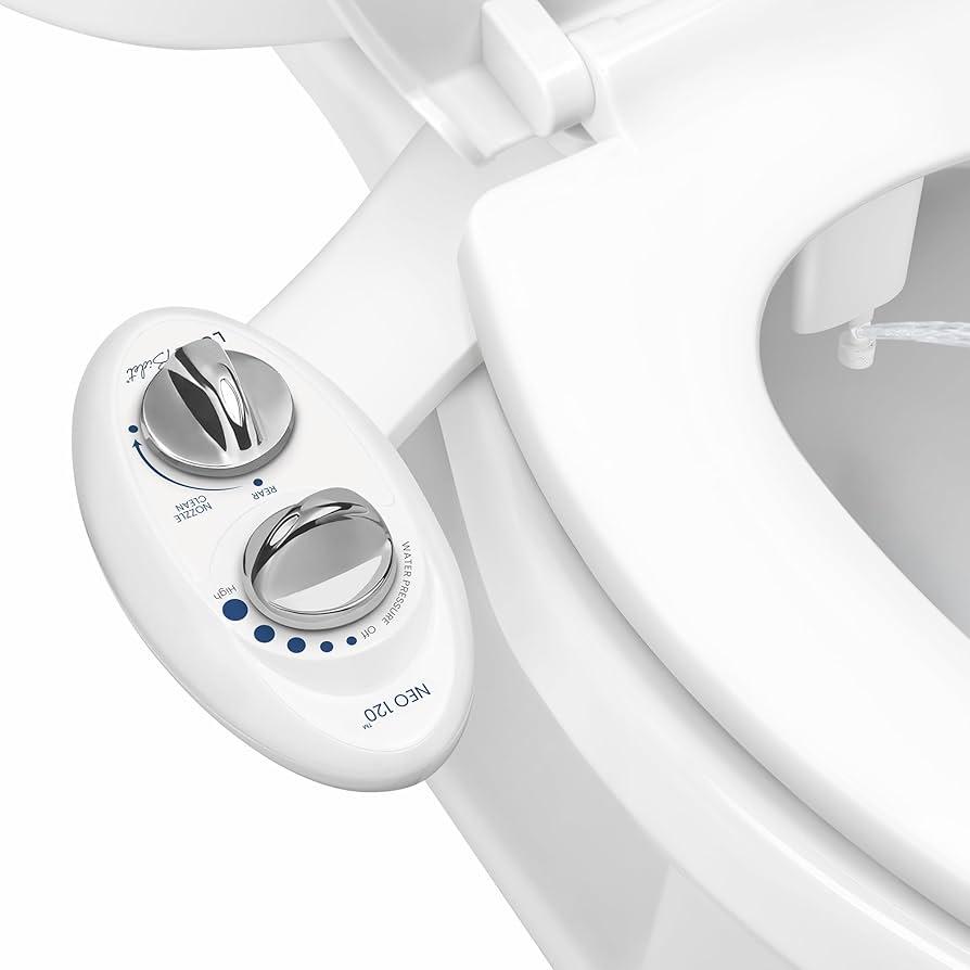 LUXE Bidet NEO 120  Single Nozzle, SelfCleaning, NonElectric Bidet Attachment for Toilet Seat, Adjustable Water Pressure, Rear Wash (White)