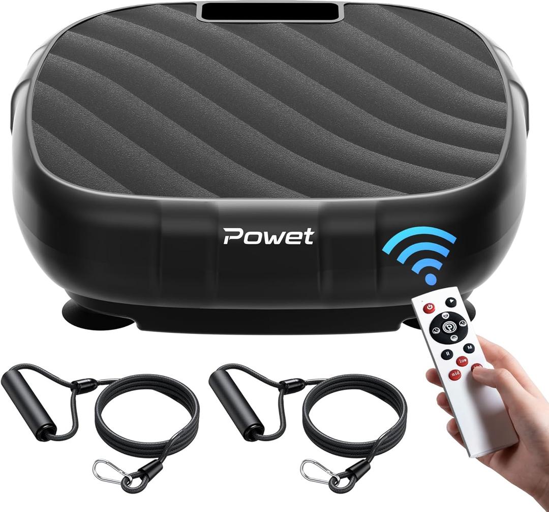 POWET Vibration Plate Exercise Machine, Whole Body Workout Vibration Plate for Lymphatic Drainage with 5 Setting Modes, 99 Speed Levels for Weight Loss, Shaping, Toning