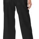 Womens Linen Pants Wide Leg High Waisted Drawstring Casual Loose Beach Pants with Pockets (Large, Black-50% Linen)