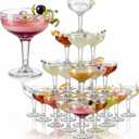 Zopeal 50 Pcs Champagne Glasses 5 oz Disposable Plastic Martini Glasses Unbreakable Wine Cups Stackable Stemmed Champagne Coupe Party Stem Cups for Valentine's Day Wedding Birthday Bar (Clear)