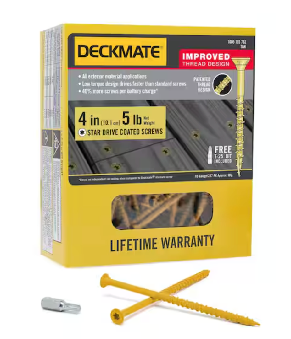 Deck Screws #10 x 4’’, T25 Star Torx Drive Flat Head Wood Screws, Tan, 5lb