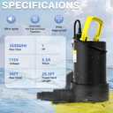 Automatic Pool Cover Pump - 1 HP 3500 GPH Water Pump Above Ground with Check Valve, 3 Adapters and 29.5FT Extra Long Power Cord, Sump Pump Water Removal for Pool, Hot Tubs (Yellow)