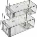 2-Pack Chipmunk Traps Humane Live Mouse Rat Cage Traps for Indoor and Outdoor Use (Silver)