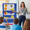 35"W x 44"H Pocket Chart Stand Set for Teacher Classroom Supplies, PVC Pocket Chart Stand with 4 Hooks for Back to School Classroom Educational Tools Accessories