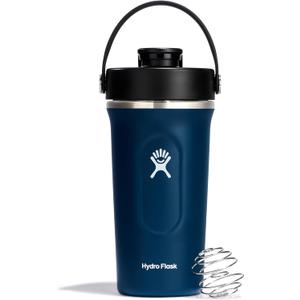 Hydro Flask Shaker Bottle  Insulated Stainless Steel Gym Bottle for Pre Workout & Protein 24 Oz Indigo Blue