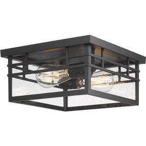 Darkaway Ceiling Light Fixtures, Flush Mount Industrial Hallway Light Fixtures Ceiling with Seeded Glass Shade for Outdoor Entryway Bedroom Kitchen Living Room 2-Light E26 (Black-Square)