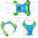 PHOEPET No Pull Dog Harness, Unique Colors Reflective Adjustable Dog Vest, with Soft Training Handle Metal Clips for Small Medium Large Dogs (Blue Base & Green Straps,M)