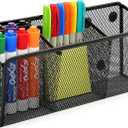 MaxGear Magnetic Pen Holder, Mesh Organizer Caddy, Pencil & Marker Storage for Desk, Extra Strong Magnets for Locker, Whiteboard, School & Office  3 Baskets