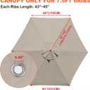 EliteShade USA 7.5FT Replacement Covers 6 Ribs Market Patio Umbrella Canopy Cover (CANOPY ONLY) (Beige)