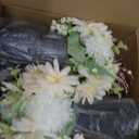Party Table Centerpieces - Set of 6 Pre-Made Daisy Floral Arrangements with Black Metal Vase for Birthday, Baby Shower, Events Celebration Decorations - Ivory White & Rose Gold